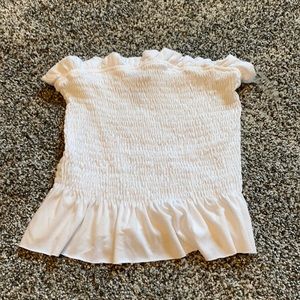 ripped tube top with ruffle